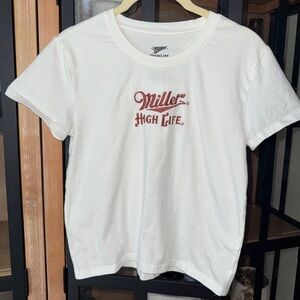 Miller Lite high life Tshirt embroidered tee crewneck beer graphic short sleeve